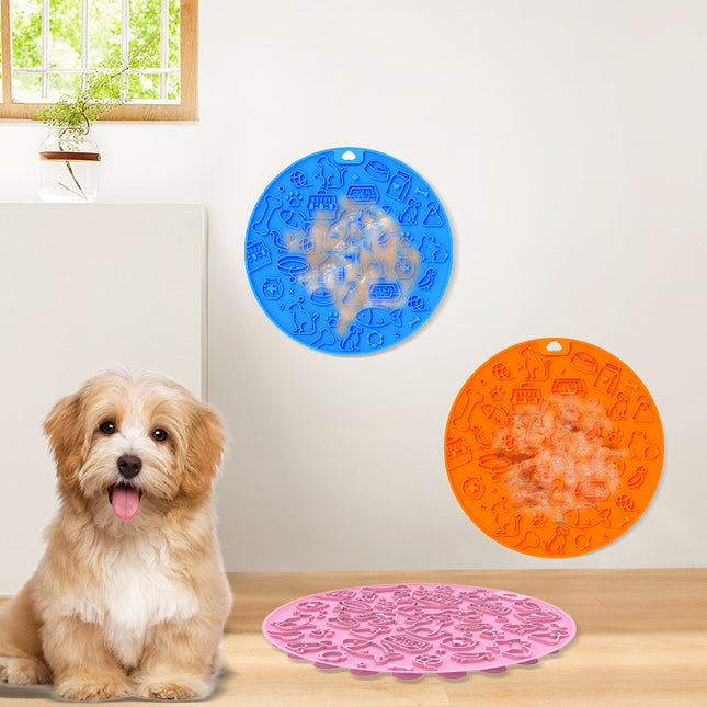 Pet Licking Mat Round Silica Gel Sucker