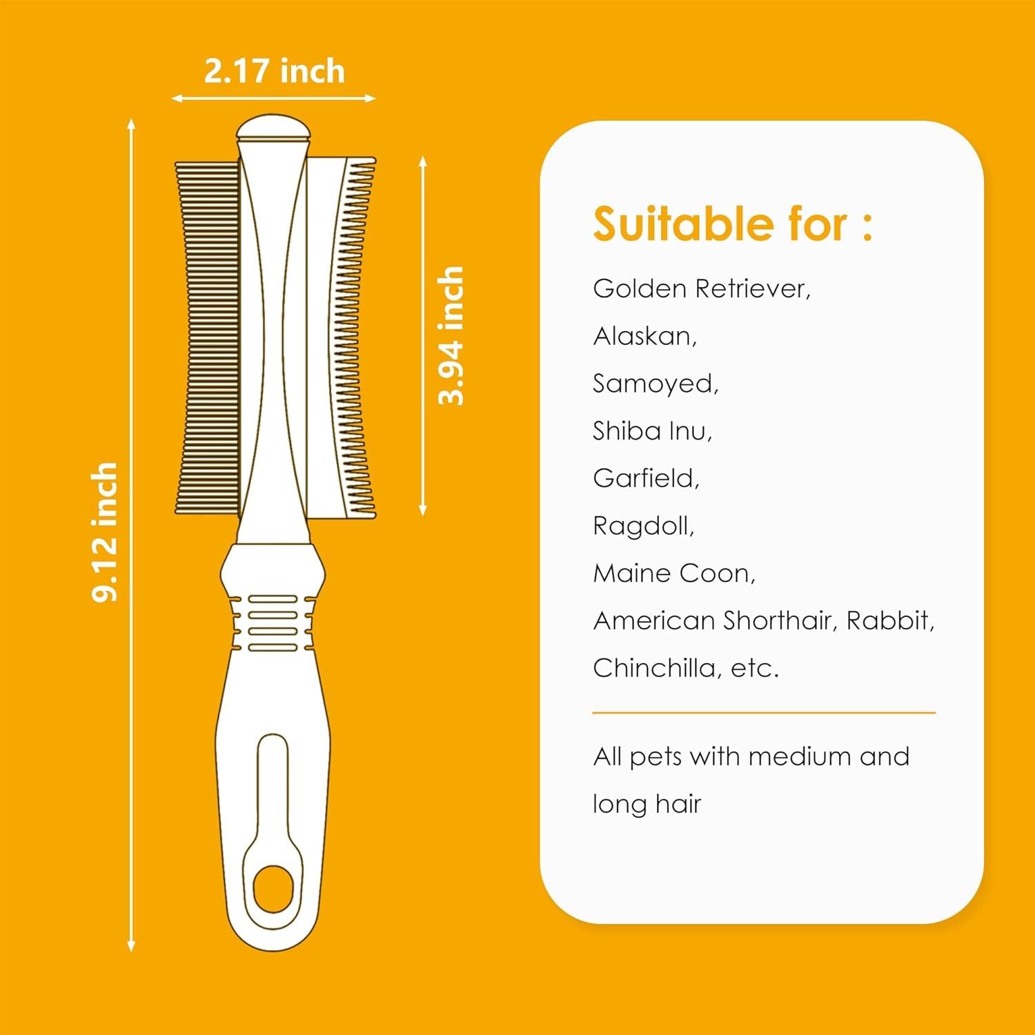 2 In 1 Dog Cat Deshedding Brush Grooming Comb