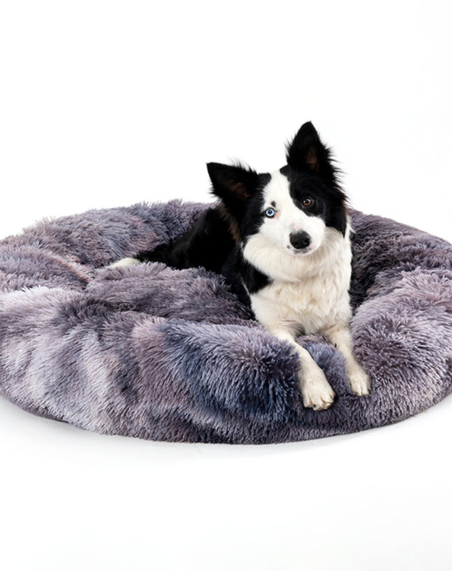 Fluffy Donut Dog Bed  Warm Soft Long Plush Pet Cushion Dog House Cat  Bed Washable Pet Sofa Mat Calming Samll Large Dog Beds