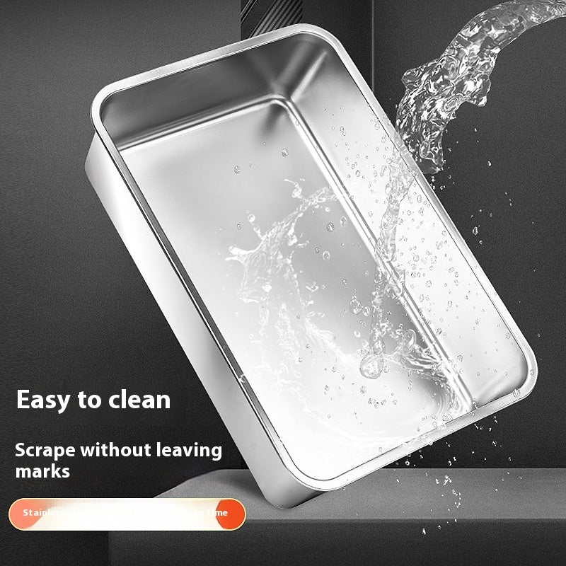 Oversized Semi-Closed Stainless Steel Cat Litter Box