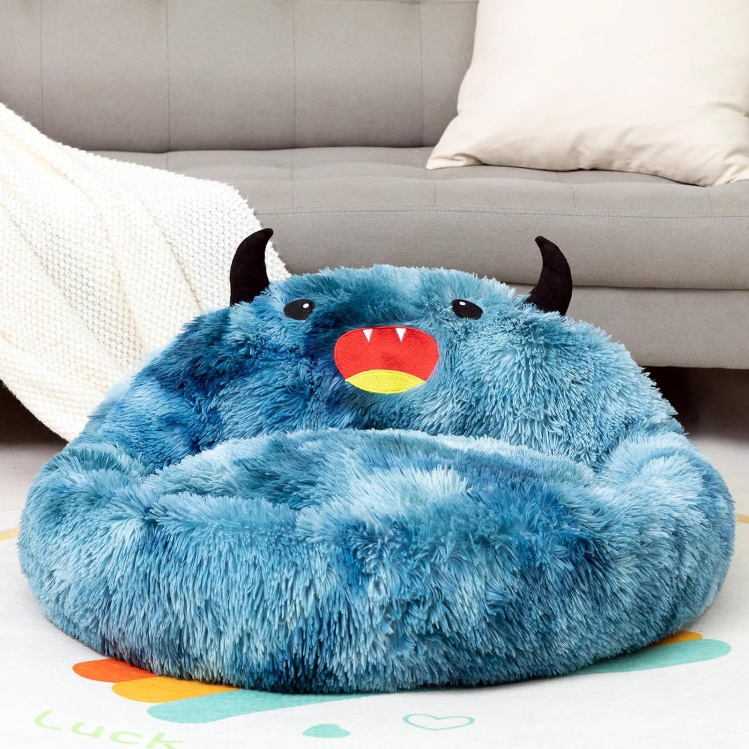 Self-Warming Donut Pet Bed Round Faux Fur
