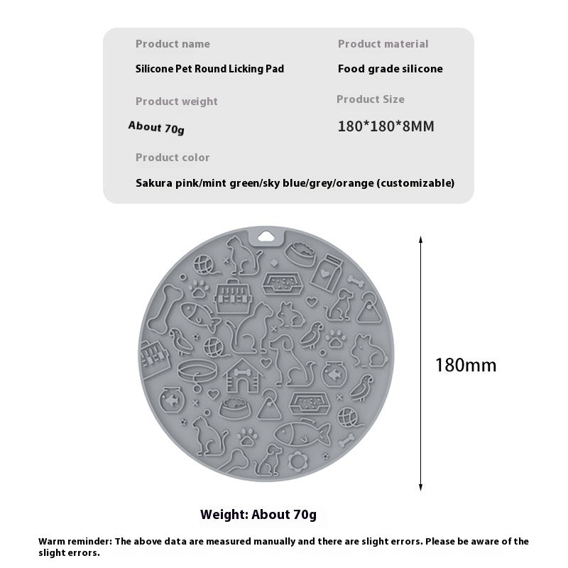 Pet Licking Mat Round Silica Gel Sucker