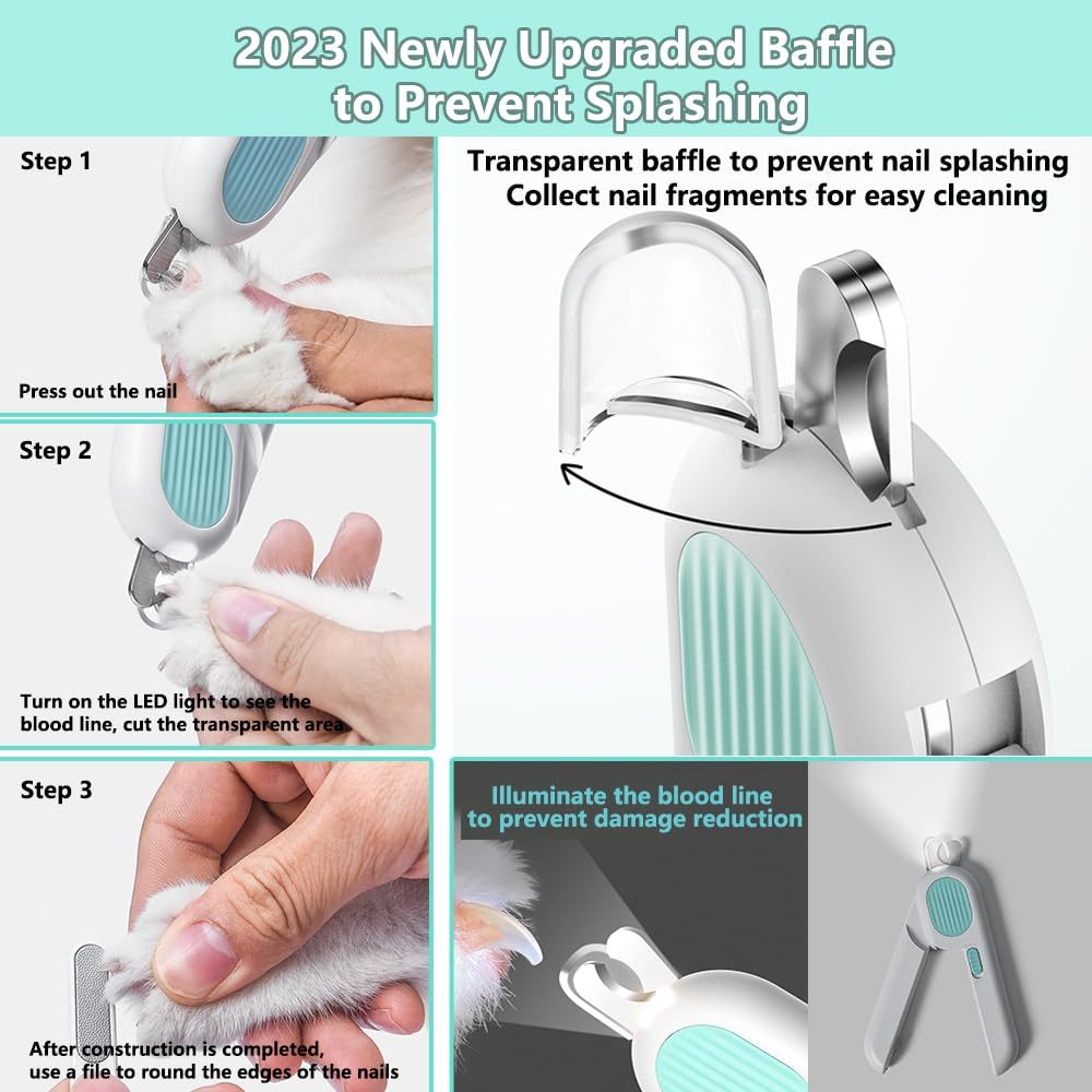 LED Pet Nail Clippers – Safe Trimmer for Dogs & Cats with Cut-Hole Design