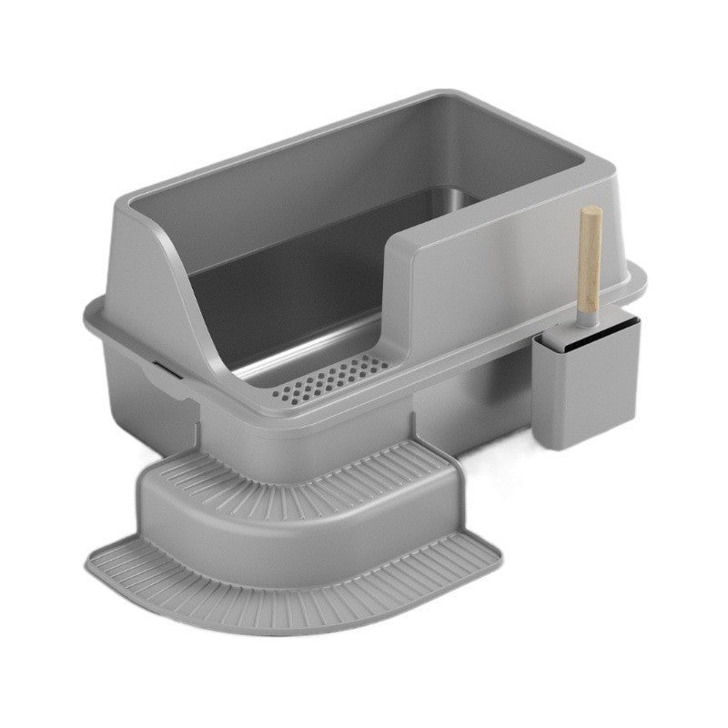 Oversized Semi-Closed Stainless Steel Cat Litter Box