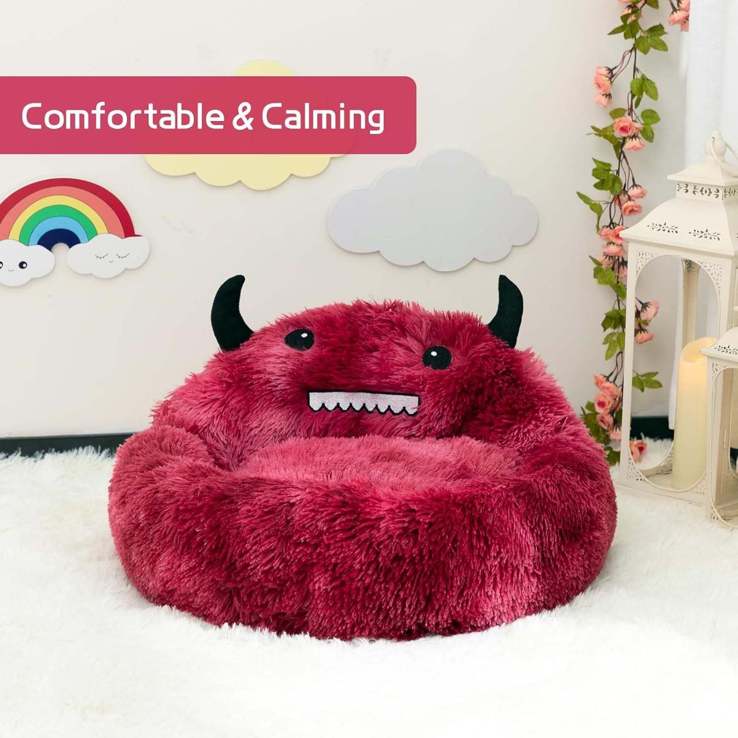 Self-Warming Donut Pet Bed Round Faux Fur